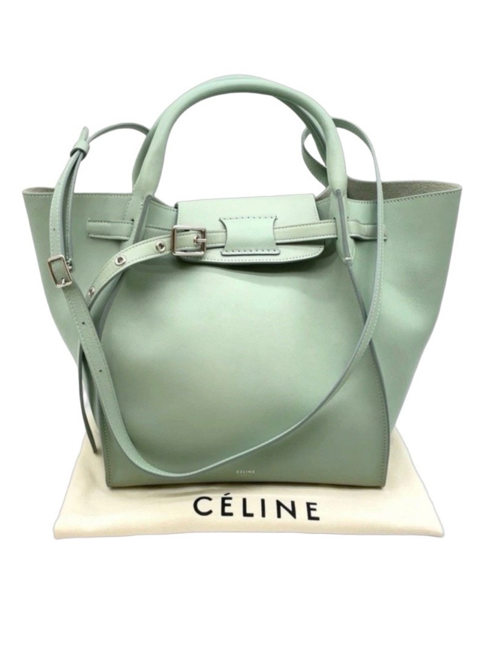 Celine  Medium Bag Mint Green Smooth Calfskin 2 Way Satchel Crossbody Purse